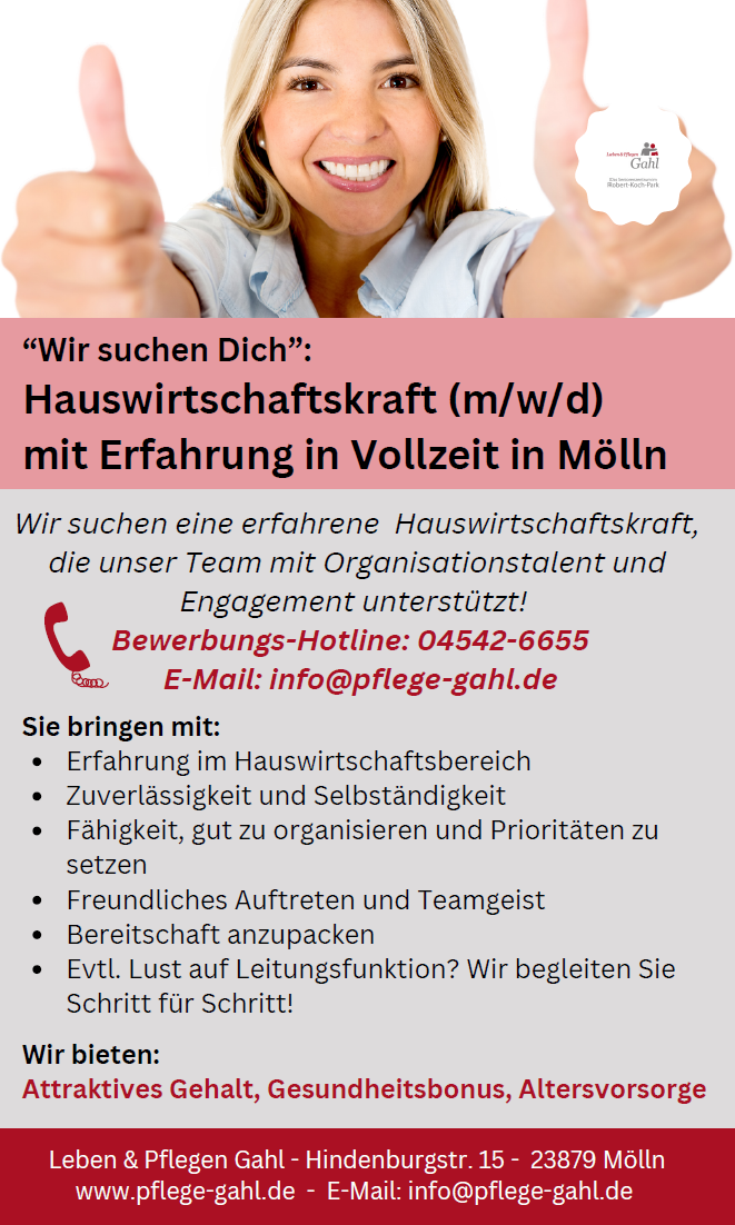 Stellenanzeige Hauswirtschaftskraft (m/w/d)