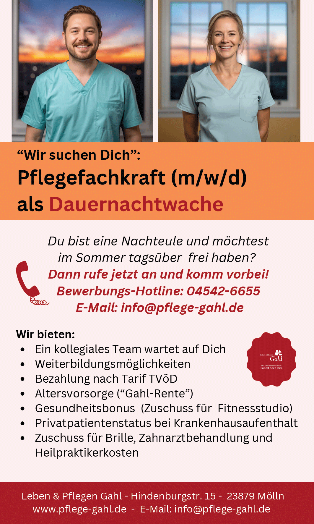 Stellenanzeige Pflegefachkraft Dauernachtwache (m/w/d)